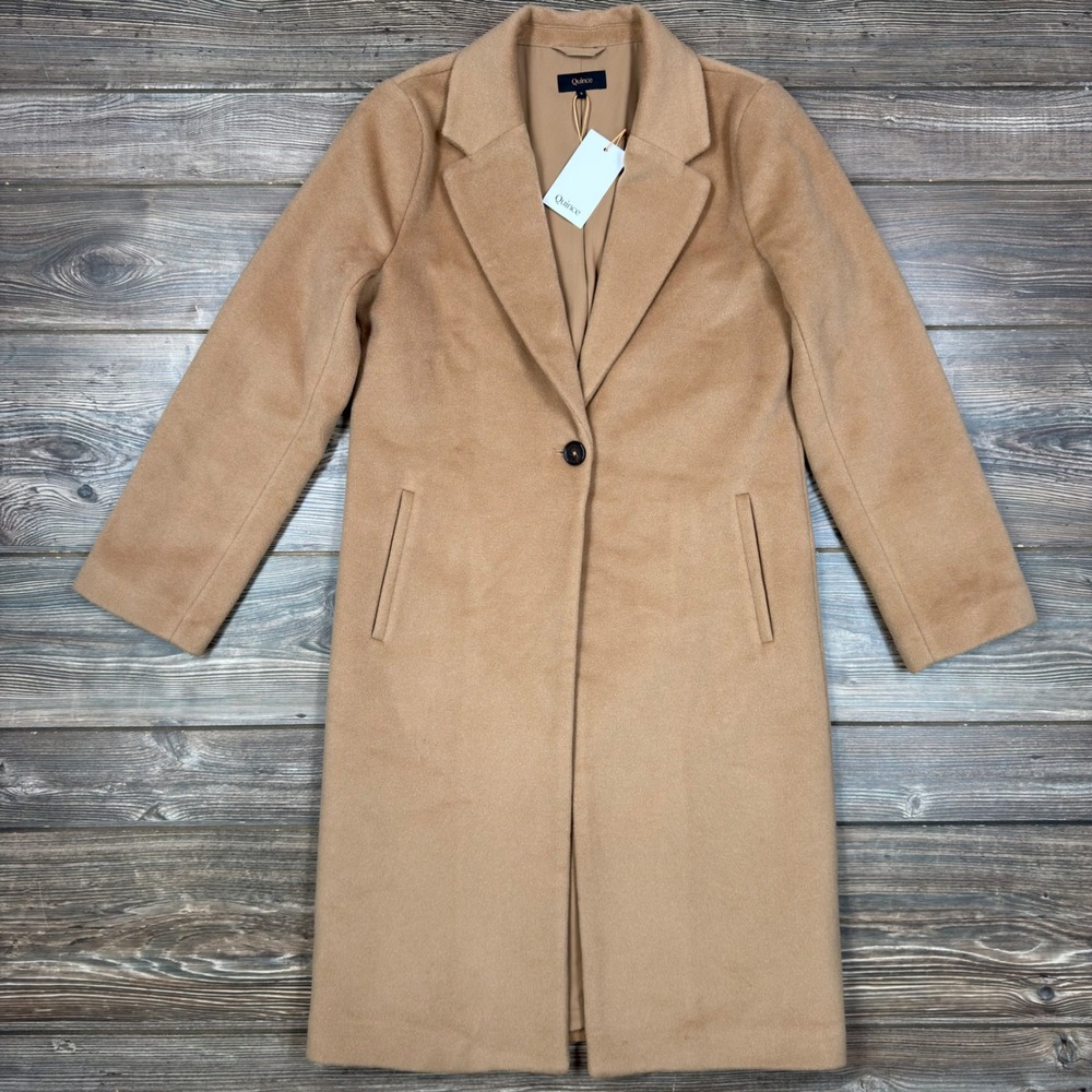 Quince Women Size Small Wool Cashmere Blazer Coat Caramel Single Breast NWT